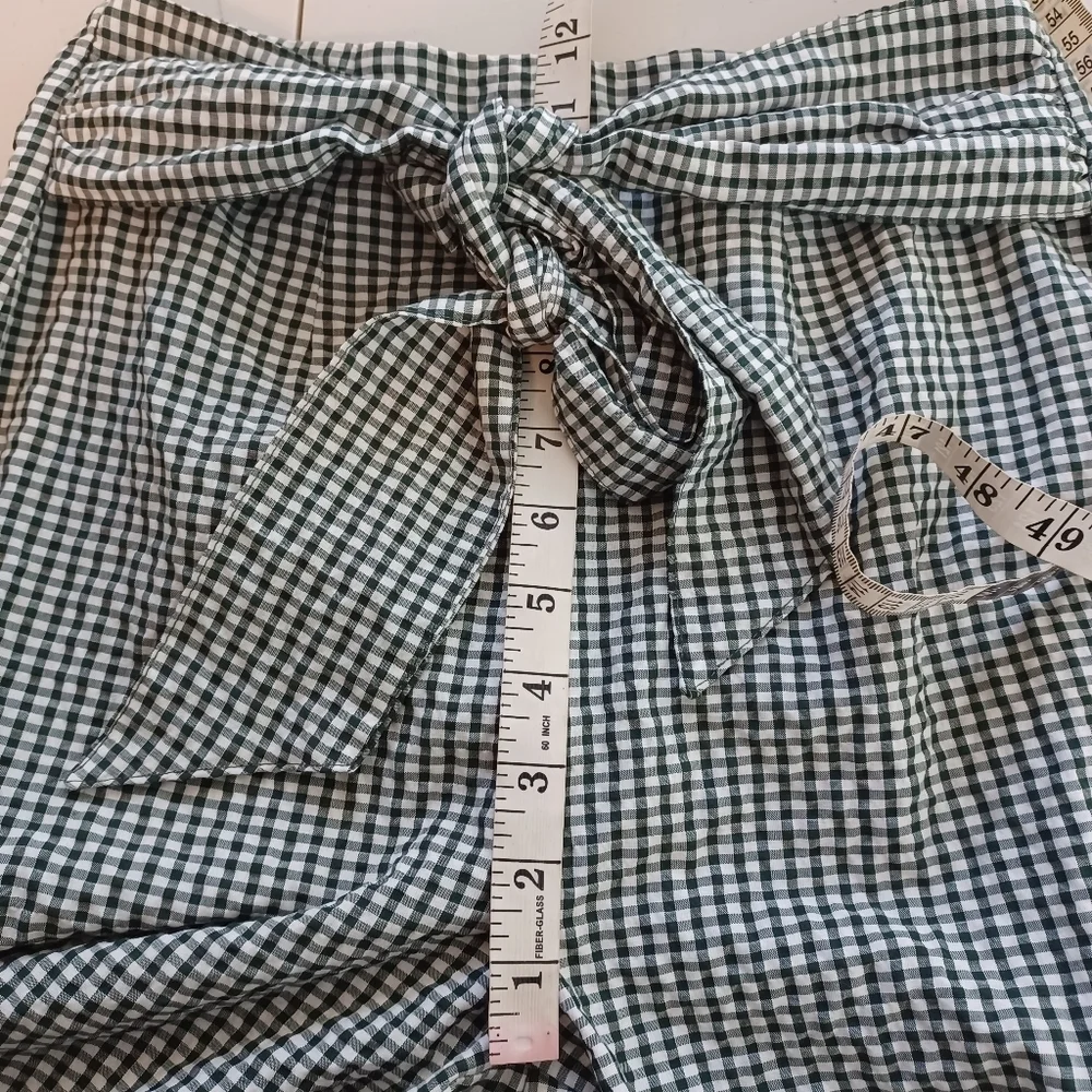 Free People West Side Tie Gingham Cropped Pants Sz 2